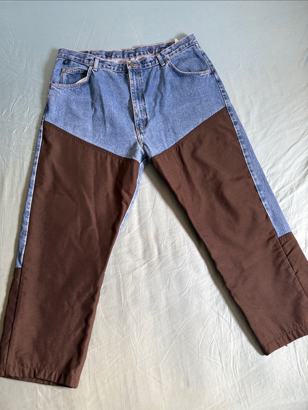 Wrangler Two-Tone Blue and Brown Relaxed Jeans